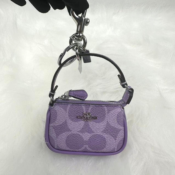 Coach Mini Nolita Bag Charm In Signature Canvas in Iris Purple CX067 NWT - Picture 1 of 4